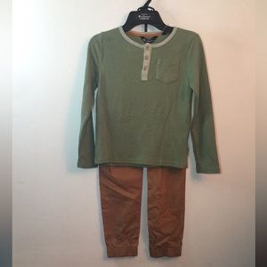 Boys Ben Sherman Green/Brown 2-Piece Matching Set: Size 5